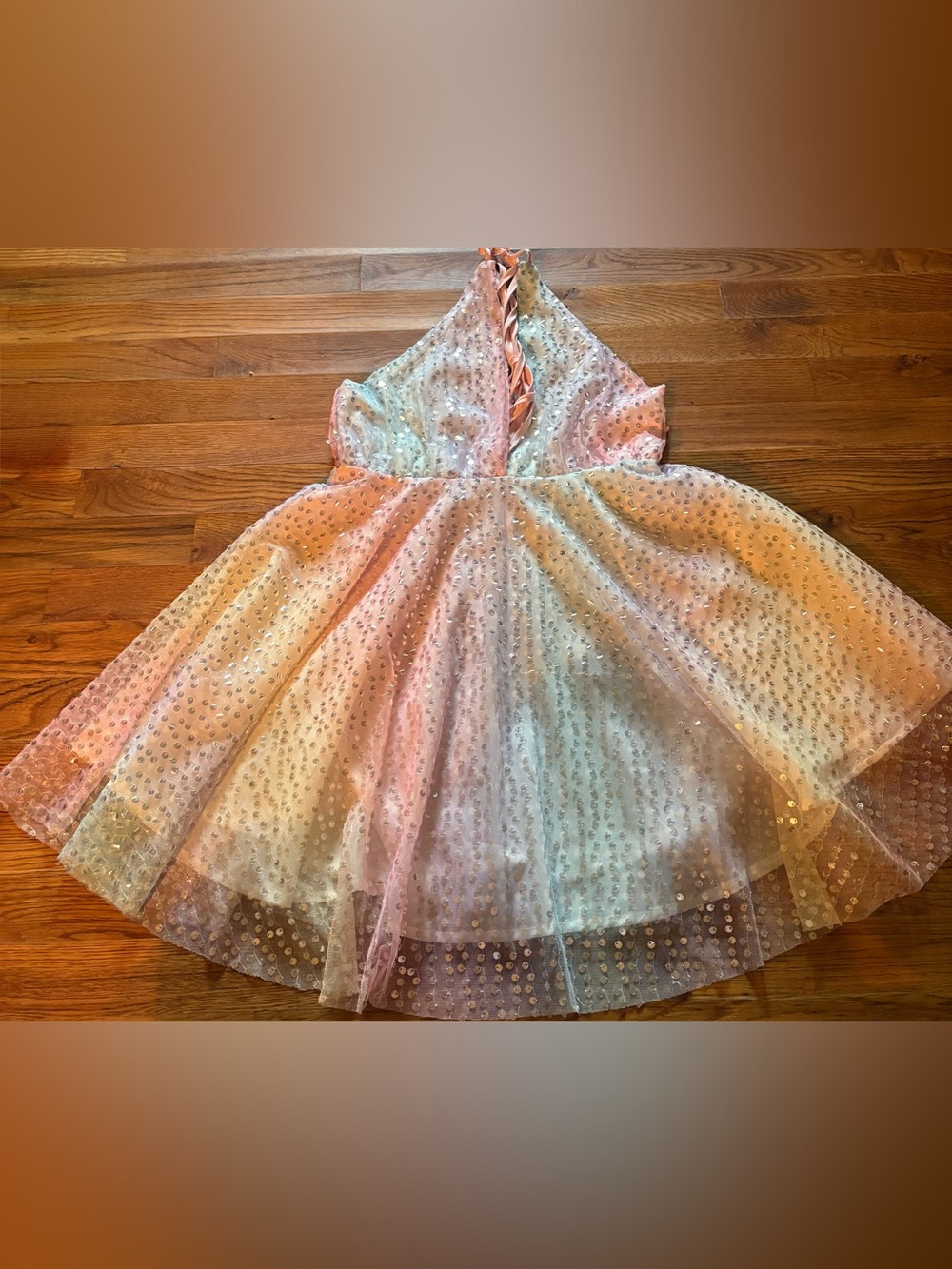 Klesis Rainbow Fit and Flare Halter Mini Dress, Size S, NWT